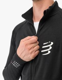 COMPRESSPORT SEAMLESS ZIP SWEATSHIRT BLACK pas cher