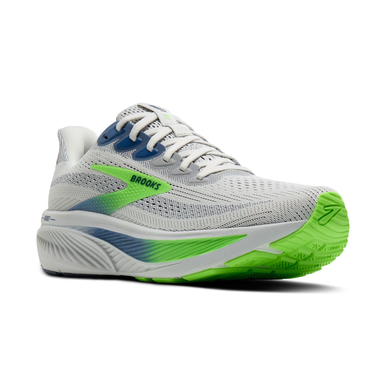 BROOKS GHOST 17 OYSTER, BEACON BLUE ET GECKO  Chaussures de running