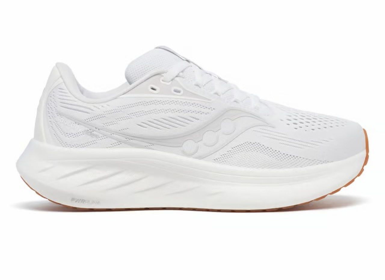 SAUCONY RIDE 18 WHITE ET GUM Chaussures running