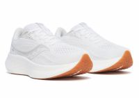 SAUCONY RIDE 18 WHITE ET GUM Chaussures running pas cher