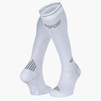 BV SPORT CHAUSSETTES RUN COMPRESSION BLANC GRIS Chaussettes de compression