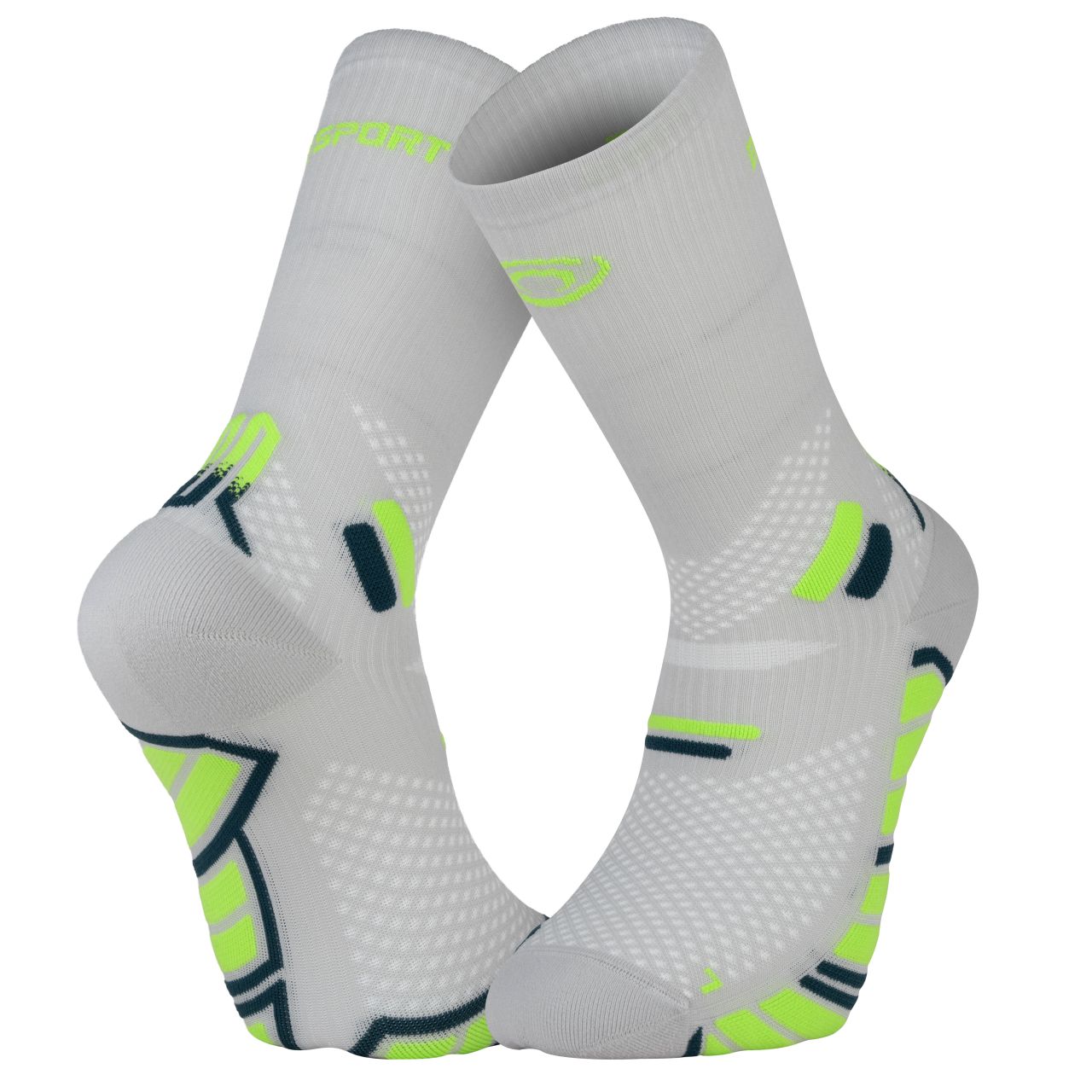 BV SPORT CHAUSSETTES TRAIL ULTRA 2 HIGH GRIS ET LIME  Chaussettes de trail