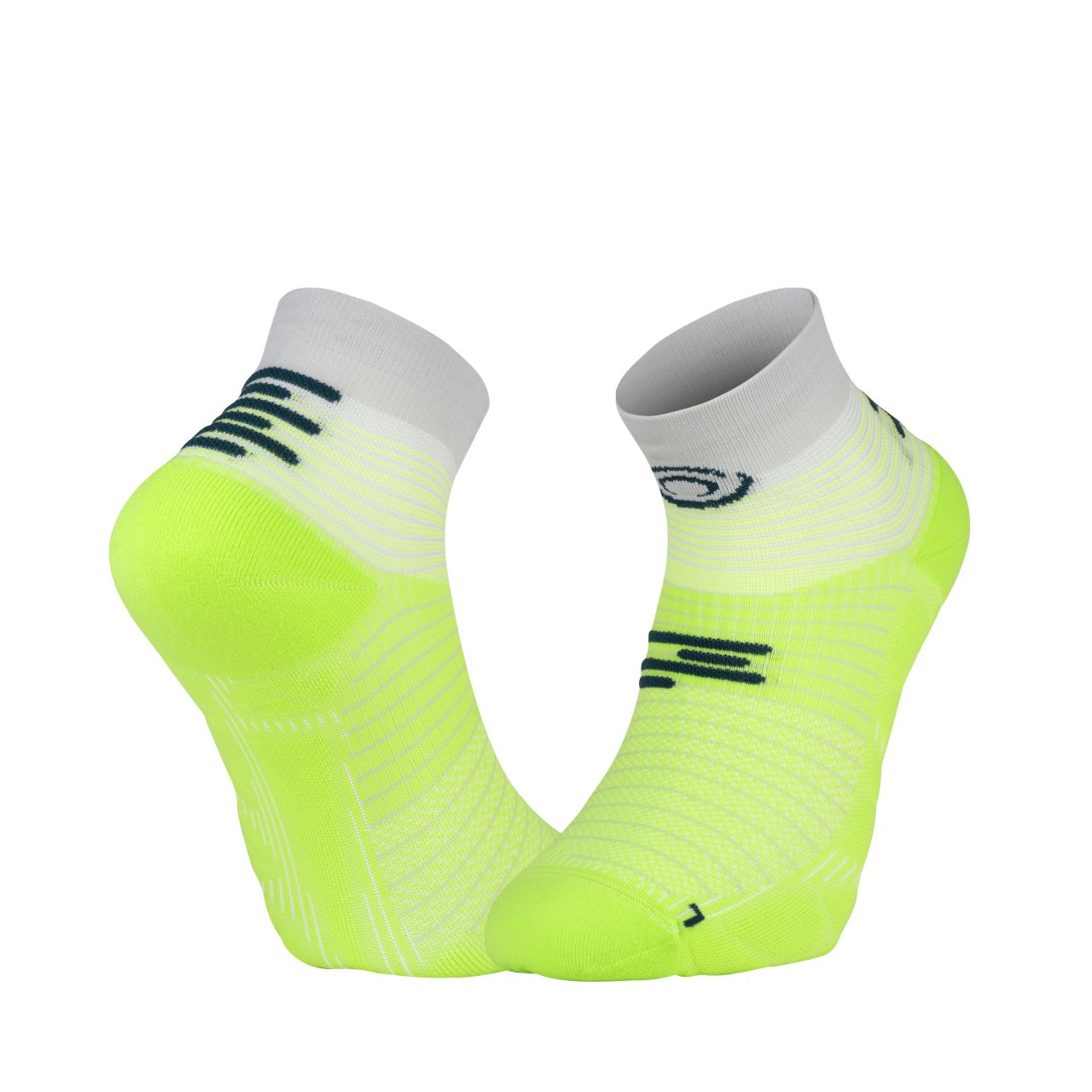 BV SPORT SOQUETTE LIGHT RUN MARATHON 2 LOW LIME ET GRIS  Chaussettes de running
