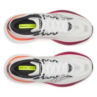 SAUCONY RIDE 19 WHITE ET CRIMSON Chaussures running pas cher