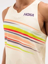 HOKA RACE DAY SINGLET ALABASTER FLARE Débardeur  Running pas cher