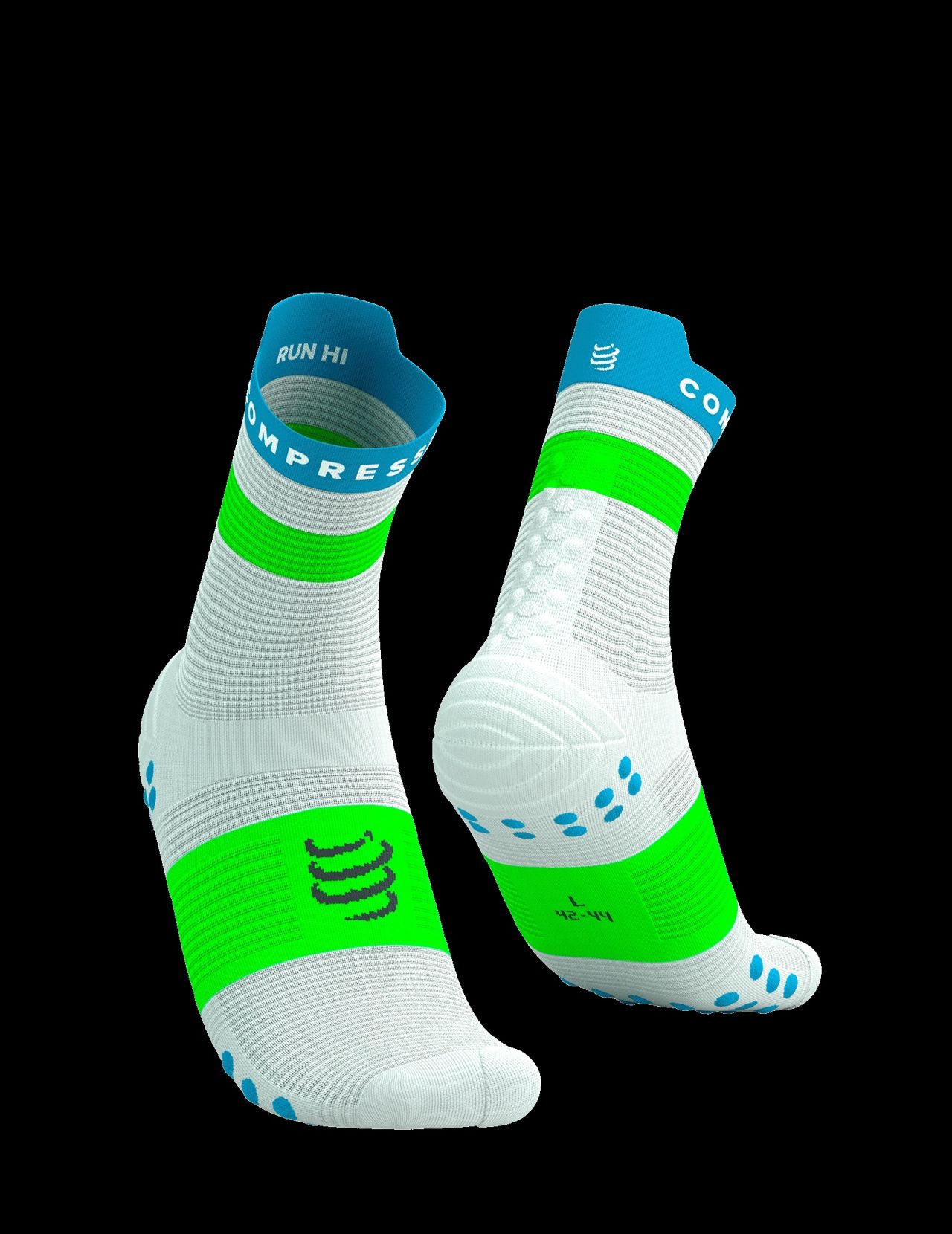 COMPRESSPORT PRO RACING SOCKS V4 NORSE BLEU ET NEON GREEN Chaussettes running