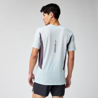 BROOKS HIGH POINT SHORT SLEEVE 2.0 STRIDE BLUE ET DK RUSSET Tee shirt running pas cher