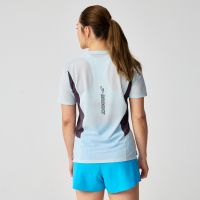 BROOKS HIGH POINT SHORT SLEEVE 2.0 STRIDE BLUE ET DK RUSSET  Tee shirt running pas cher