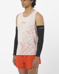 SALOMON S/LAB SPEED SINGLET M LILAC ASH ET FIERY RED Tee shirt running pas cher