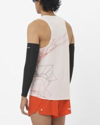 SALOMON S/LAB SPEED SINGLET M LILAC ASH ET FIERY RED Tee shirt running pas cher