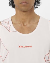 SALOMON S/LAB SPEED SINGLET M LILAC ASH ET FIERY RED Tee shirt running pas cher