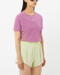 SALOMON SENSE AERO SS TEE GRAPHIC W IRIS ORCHID Tee shirt running pas cher