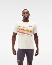 HOKA TEE RACE DAY SHORT SLEEVE ALABASTER FLARE Débardeur  Running