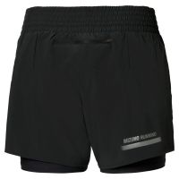 MIZUNO  SHORT 2 EN 1 4.5 INCHES BLACK  Short Running femme pas cher