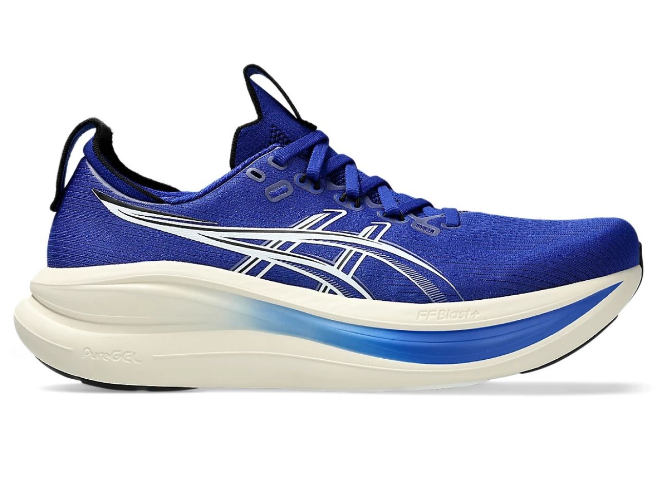 ASICS GEL NIMBUS 28 PRUSSIAN BLUE ET CREAM Chaussure running asics
