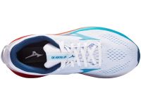 MIZUNO WAVE RIDER 30 WHITE , BLUE JEWEL ET ORANGE  Chaussures de running pas cher