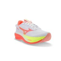 MIZUNO WAVE RIDER 30 WHITE, FLAMINGO CORAL ET LIME PULP  Chaussures de running pas cher