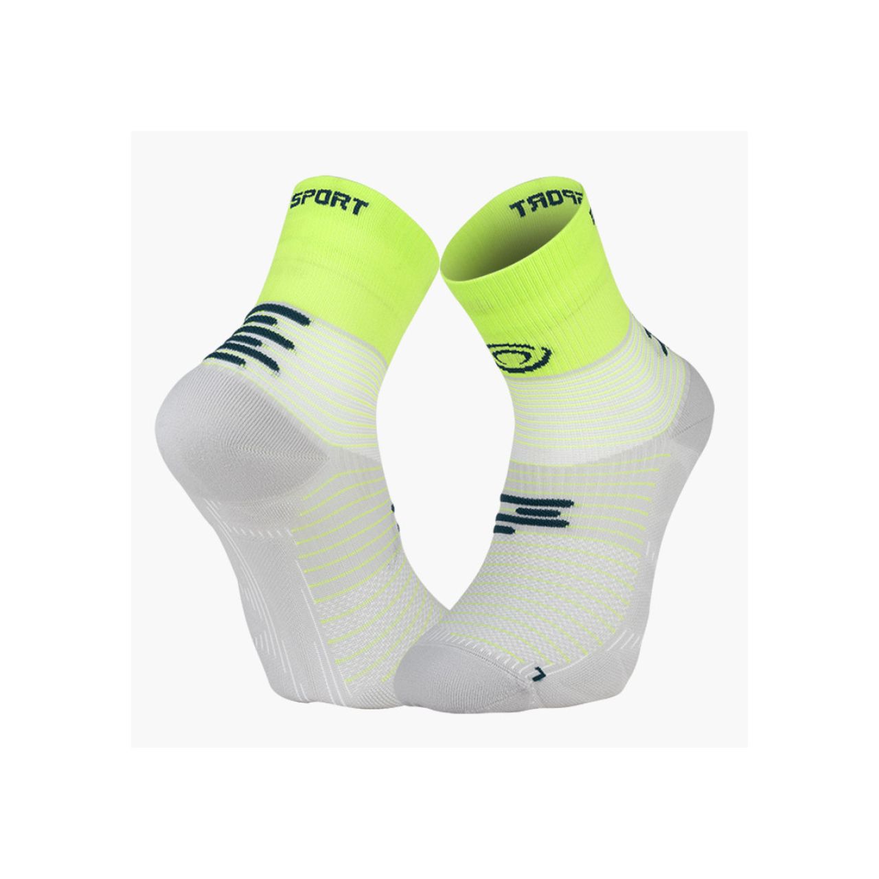 BV SPORT CHAUSSETTE RUN MARATHON MID GRIS ET LIME Chaussettes Made in France