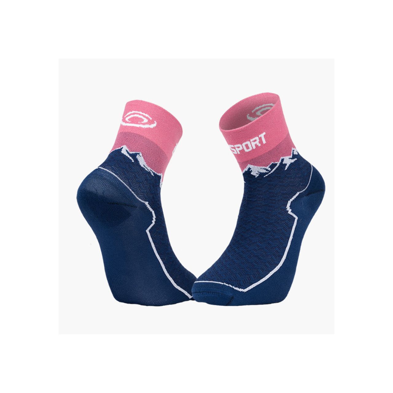 BV SPORT SOCQUETTE DOUBLE GR MID POLYAMIDE NAVY ET ROSE  Chaussettes de randonnée