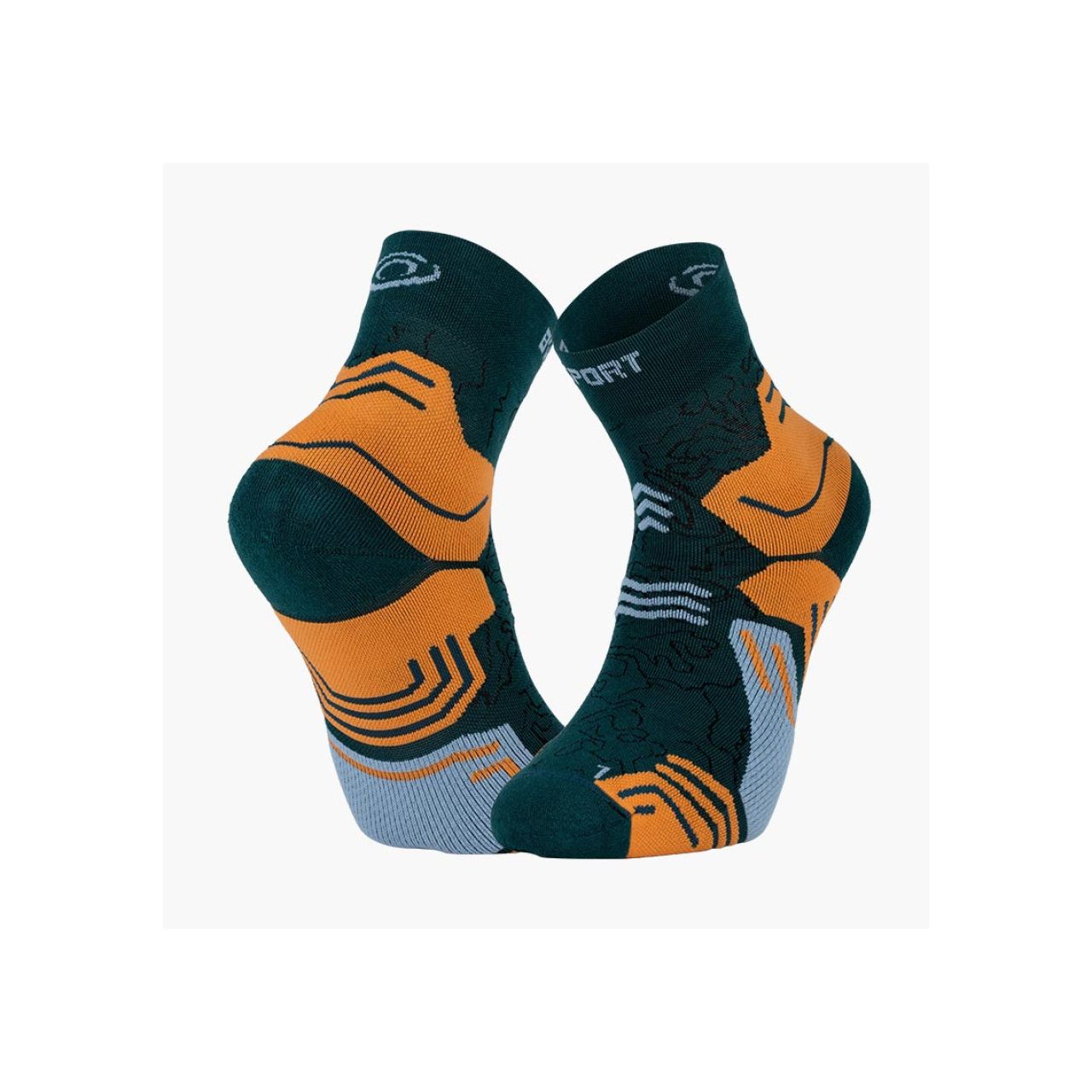 bV SPORT SOCQUETTE TREK GR MID LYOCELL VERT ET ORANGE Chaussettes de randonnée