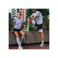 BV SPORT CHAUSSETTES RUN MARATHON HIGH GRIS ET LIME Chaussettes de running pas cher