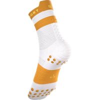 COMPRESSPORT PRO RACING SOCKS V4 WHITE  ET SUNFLOWER Chaussettes running pas cher