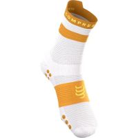 COMPRESSPORT PRO RACING SOCKS V4 WHITE  ET SUNFLOWER Chaussettes running pas cher