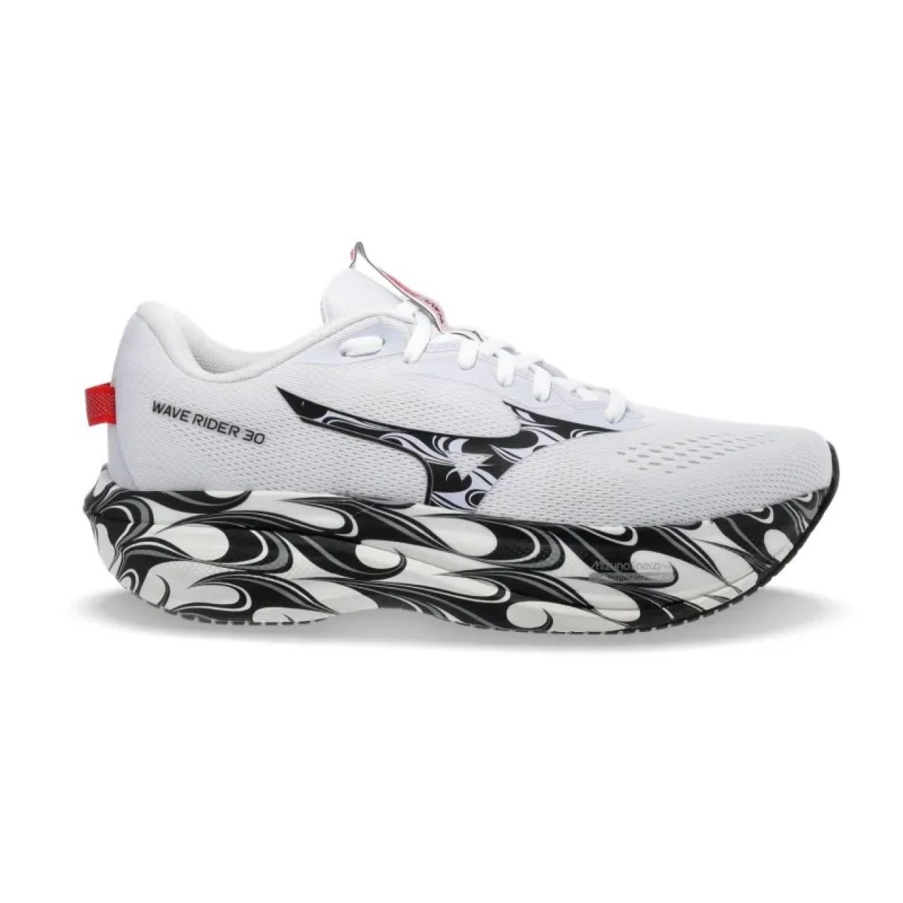 MIZUNO WAVE RIDER 30 WHITE, BLACK ET HIGH RISK RED  Chaussures de running