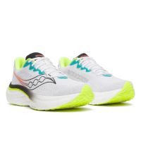 SAUCONY RIDE 19 WHITE ET CITRON Chaussures running pas cher