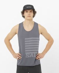 SALOMON SENSE AERO SINGLET GRAPHIC CASTELROCK Tee shirt running pas cher