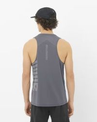 SALOMON SENSE AERO SINGLET GRAPHIC CASTELROCK Tee shirt running pas cher