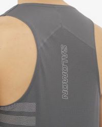 SALOMON SENSE AERO SINGLET GRAPHIC CASTELROCK Tee shirt running pas cher