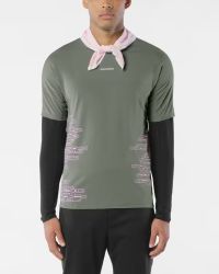 SALOMON SENSE AERO SS TEE GRAPHIC CASTOR GREY ET PINK FROSTING Tee shirt running pas cher