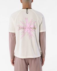 SALOMON SHKOUT CORE SS TEE M WHISPER WHITE ET PINK FROSTING Tee shirt running pas cher