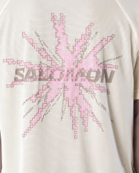 SALOMON SHKOUT CORE SS TEE M WHISPER WHITE ET PINK FROSTING Tee shirt running pas cher