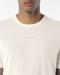 SALOMON SHKOUT CORE SS TEE M WHISPER WHITE ET PINK FROSTING Tee shirt running pas cher
