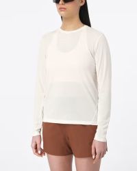SALOMON SHKOUT CORE LS TEE W WHISPER WHITE ET PINK FROSTING Tee shirtmanches longues  running pas cher