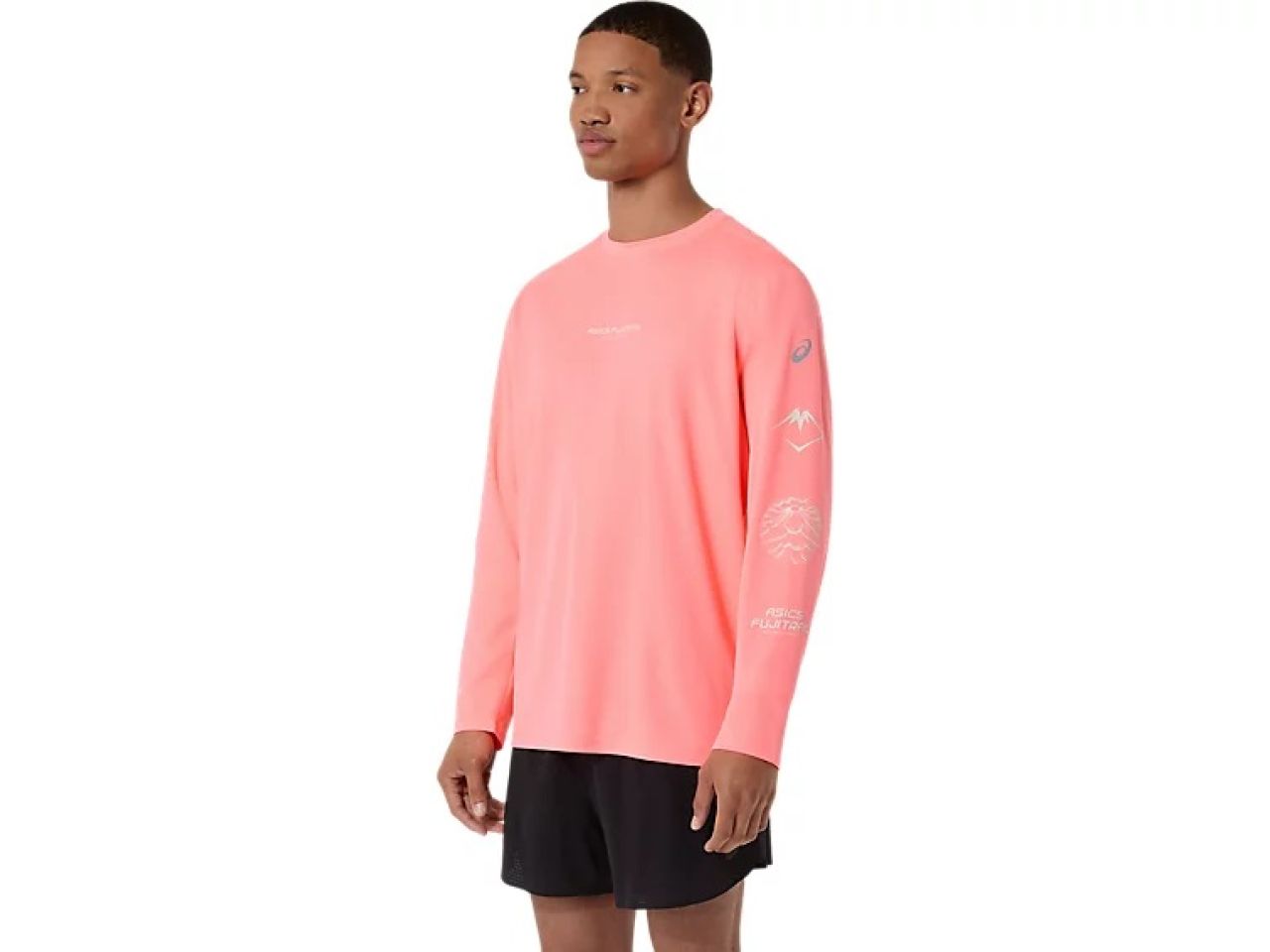 ASICS FUJITRAIL LOGO LS TOP SUN CORAL Tee shirt manches longues  running