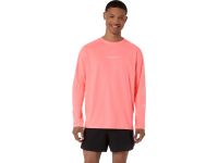 ASICS FUJITRAIL LOGO LS TOP SUN CORAL Tee shirt manches longues  running pas cher