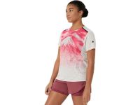 ASICS FUJITRAIL ELITE GRAPHIC SS TOP CREAM Tee shirt  running pas cher