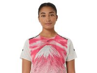 ASICS FUJITRAIL ELITE GRAPHIC SS TOP CREAM Tee shirt  running pas cher