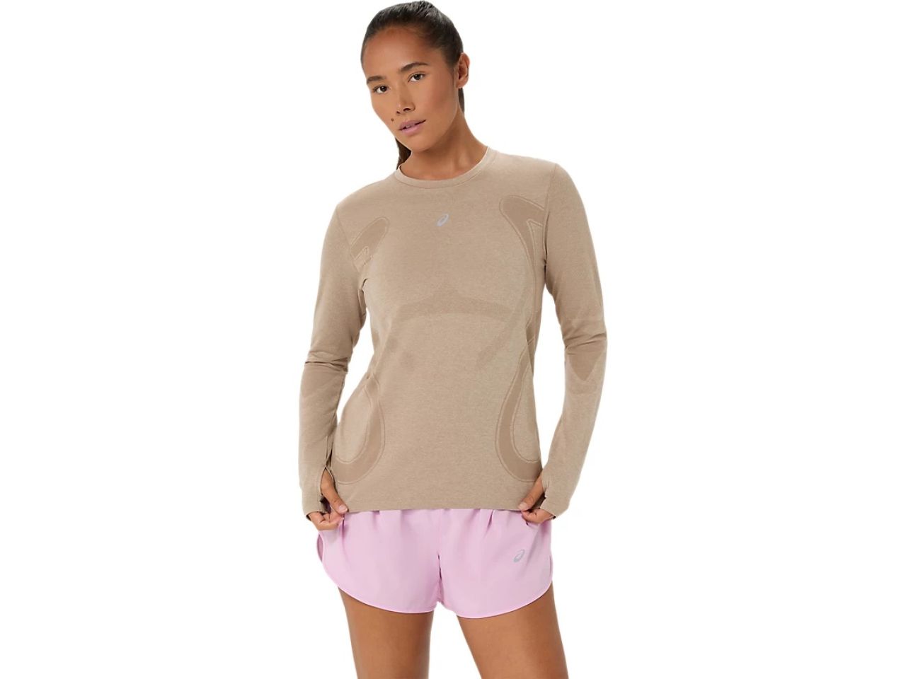 ASICS ROAD SEAMLESS LS TOP GREIGE Tee shirt  running