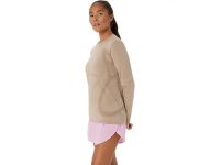 ASICS ROAD SEAMLESS LS TOP GREIGE Tee shirt  running pas cher