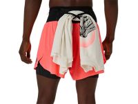 ASICS FUJITRAIL ELITE SHORT BLAZING CORAL Short trail 2 en 1 pas cher