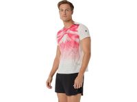 ASICS FUJITRAIL ELITE GRAPHIC SS TOP CREAM Tee shirt  running pas cher
