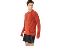 ASICS ROAD SEAMLESS LS TOP SINGED RED Tee shirt  running pas cher