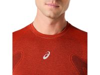 ASICS ROAD SEAMLESS SS TOP SINGED RED Tee shirt  running pas cher