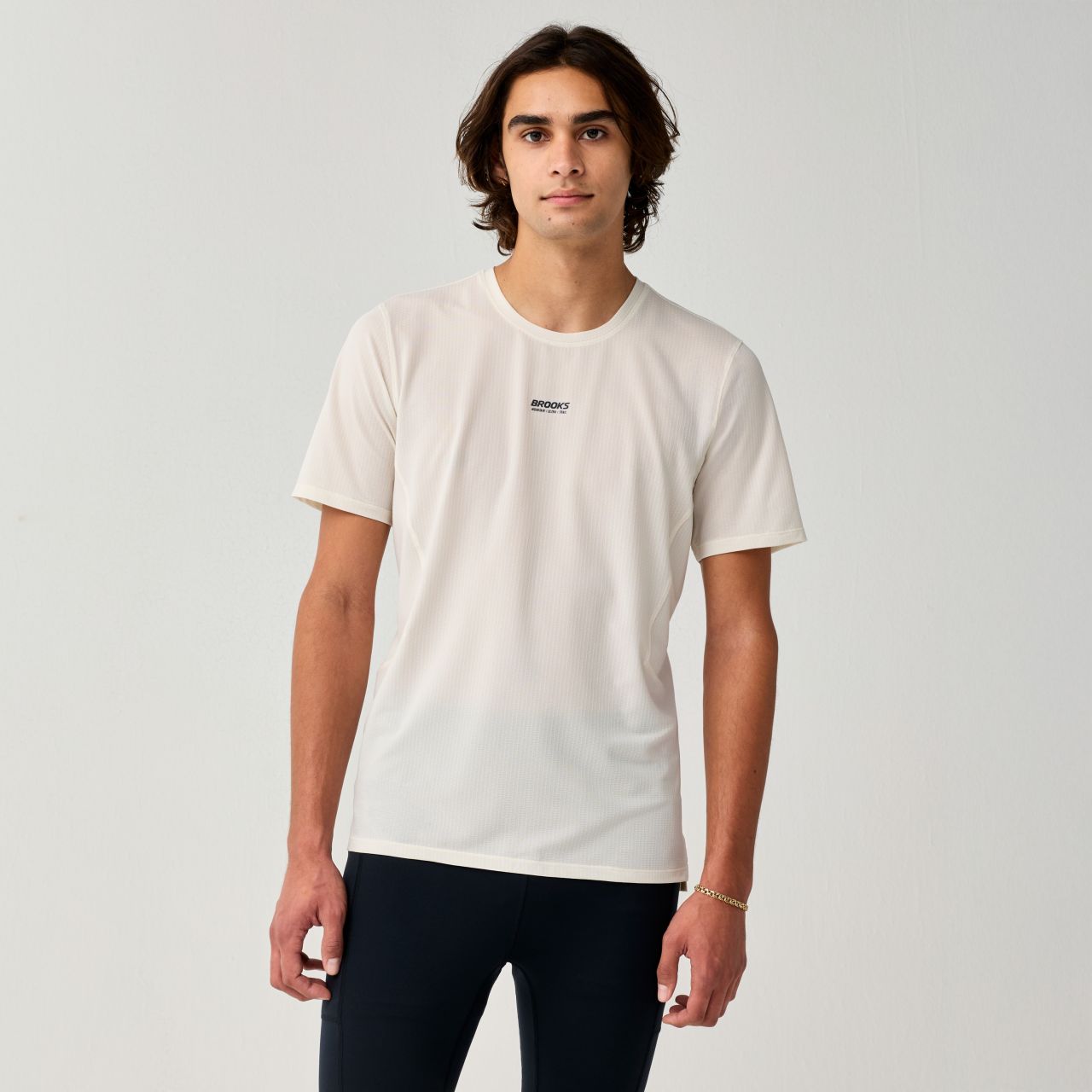 BROOKS HIGH POINT SHORT SLEEVE 2.0 BONE  Tee shirt running