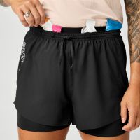 BROOKS CASCADIA SHORT 2 EN 1  WOMEN BLACK Short brooks pas cher