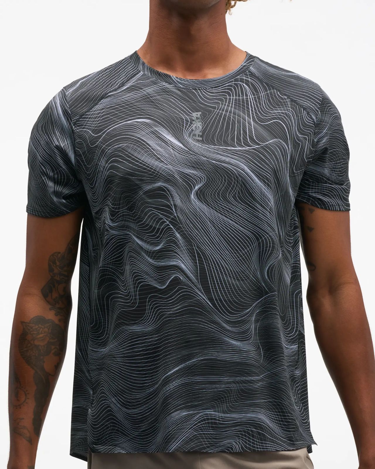 HOKA EVERYRUN SS CLF PRT BLACK ET WHITE PRINT Tee shirt  Running